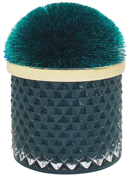 Large Blue-Green Pom Pom Candle