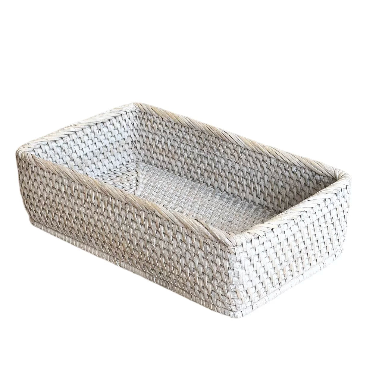 Medium Whitewash Rattan Tray