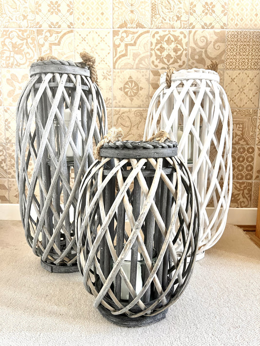 Medium Grey Woven Lantern