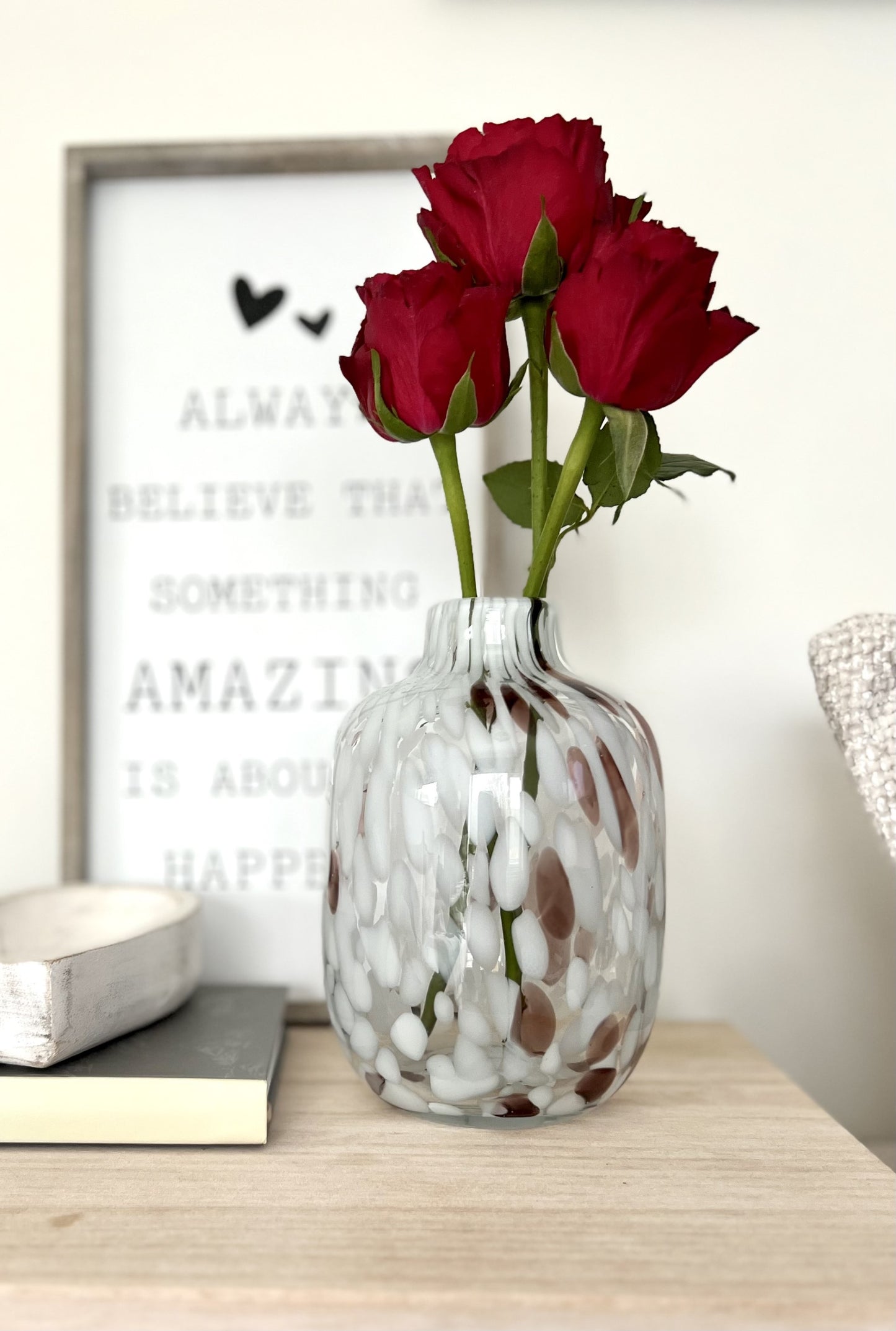 Small Brown Speckled Glass Vase