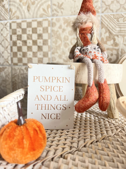 Pumpkin Spice and All Things Nice Mini Metal Sign