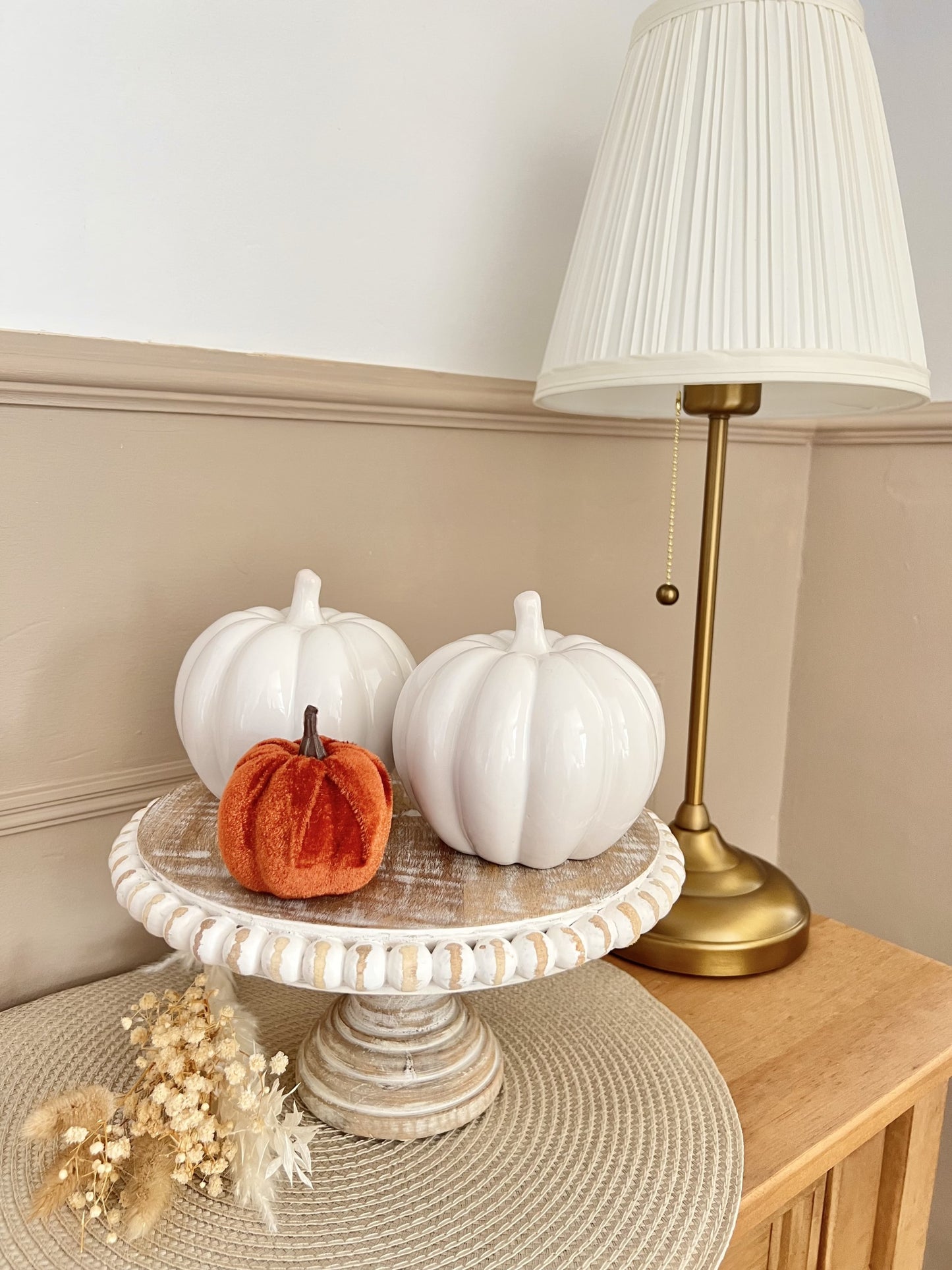 Glossy White Ceramic Pumpkin 11cm