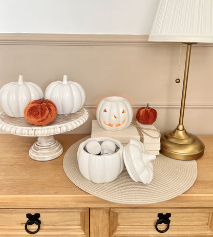 Glossy White Ceramic Pumpkin 11cm