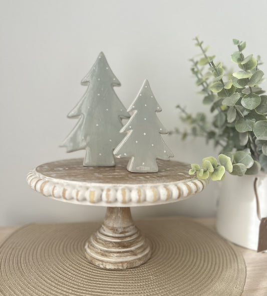 Grey & White Ceramic Polka Dot Trees - Set of 2