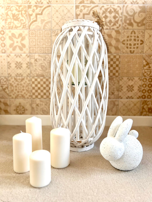 White Wicker Lattice Lantern