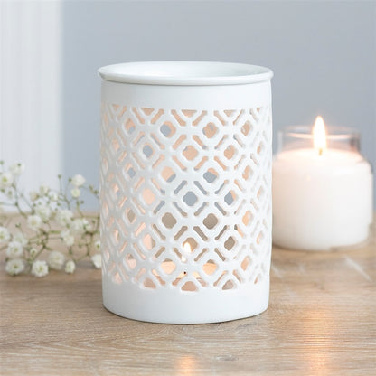 White Lattice Oil Burner